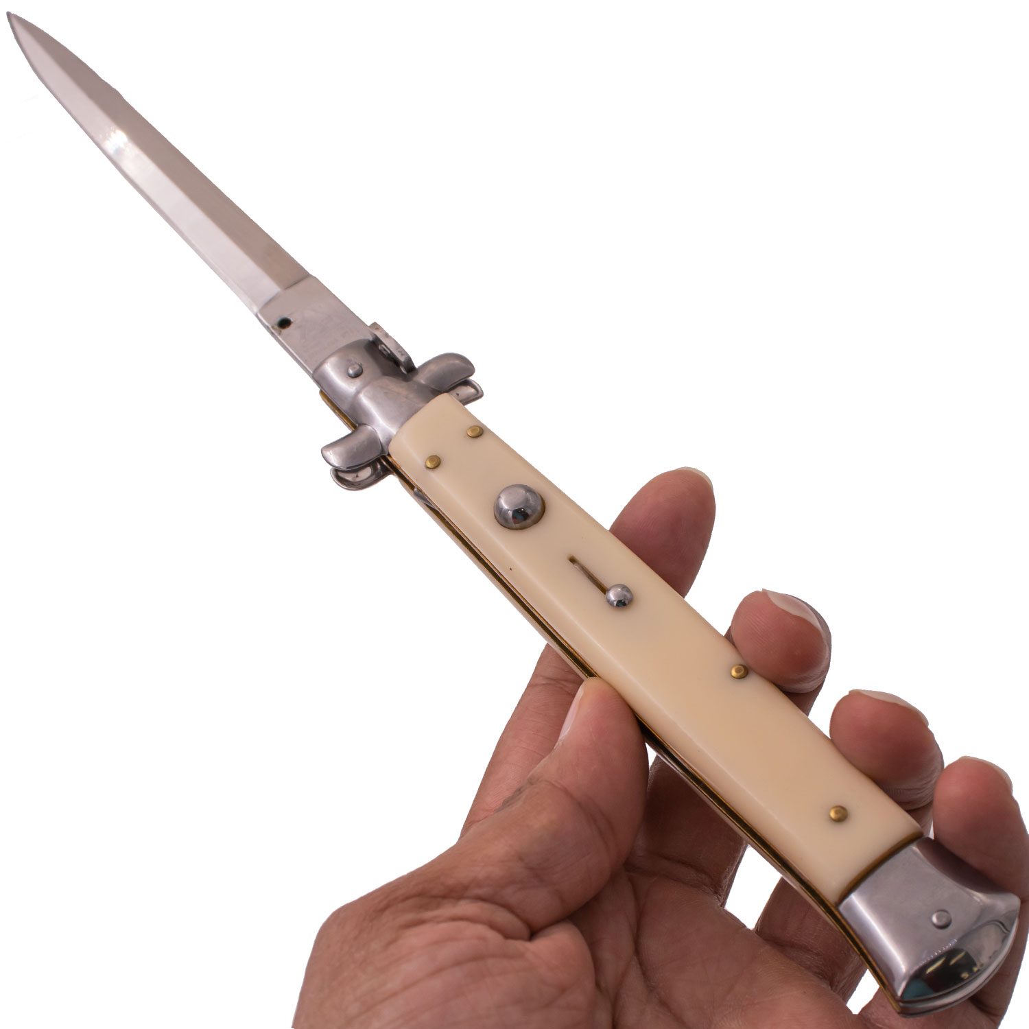 AKC 13 Inch Automatic Stiletto Italiano Button Push Knife (Wild Bone)